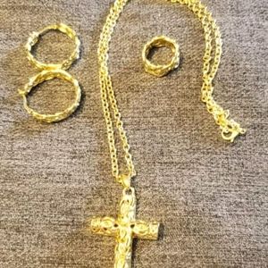 Gold Cross necklace set